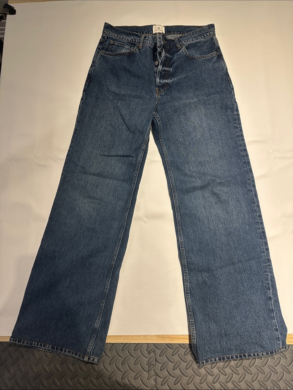 Anine Bing Wide-Leg Jeans in Dark Blue Denim